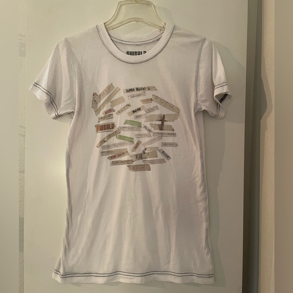 RWorld Surfing Cotton T Shirt Short Sleeve Crew Neck White/Grey Trim